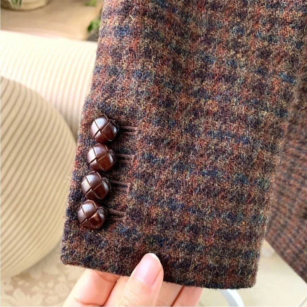 J.CREW COLLECTION Wool Coat Brown Blazer Plaid 8
